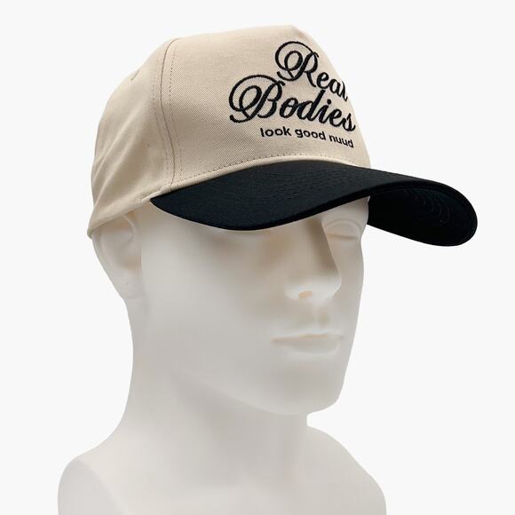 NWOT NUUDS "Real Bodies" Unisex Snapback Hat (Black/Cream | O/S) - Picture 4 of 11